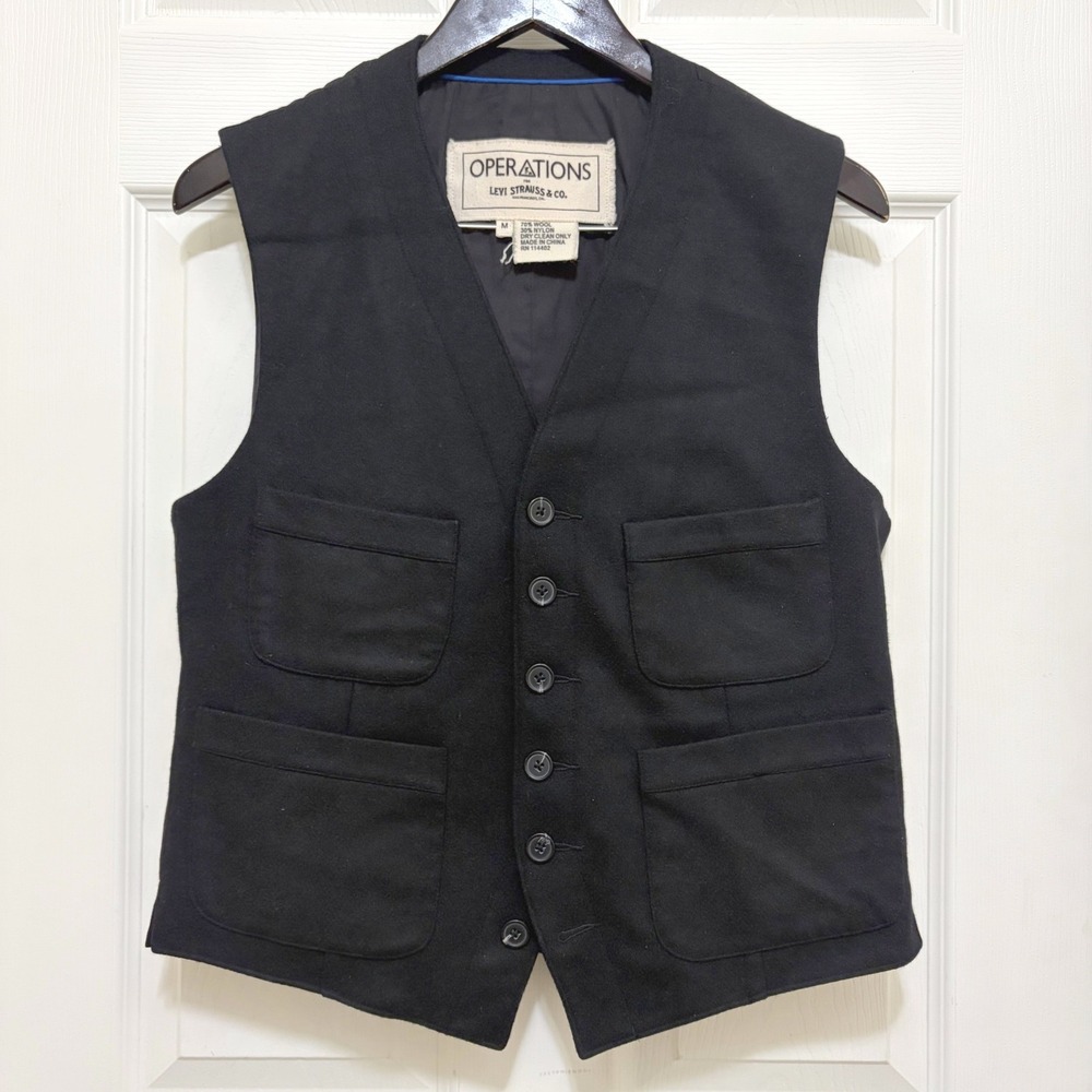 Vintage Operations for Levi Strauss Wool Blend Vest Black M Tailored Workwear